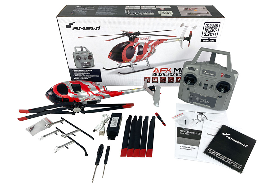 Thumbnail 735 f�r Radiostyrd helikopter - AFX MD500E BL - 2,4Ghz - 6G - 4ch - R&ouml;d/silver - RTF