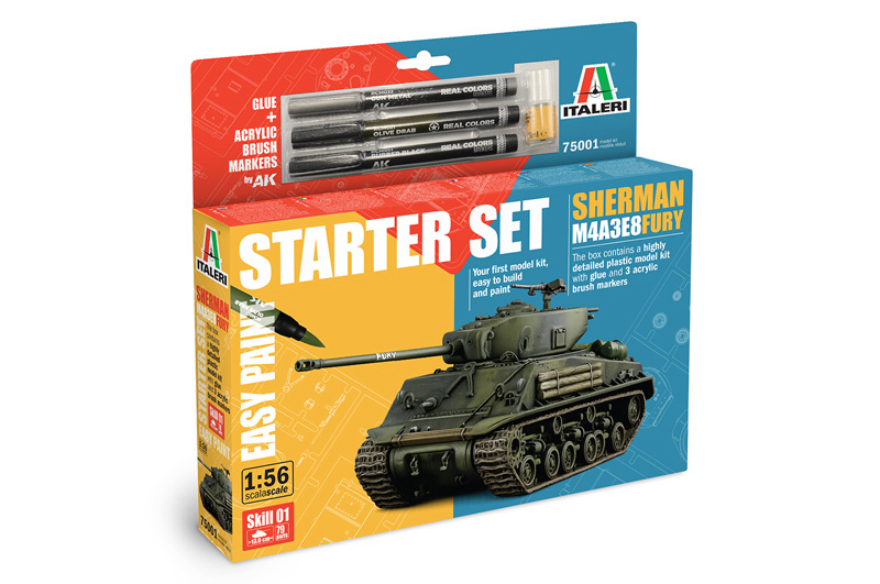 Bild p� Byggsats Stridsvagn - Sherman M4A3E8 Fury - MODEL SET - 1:56 - STARTER KIT