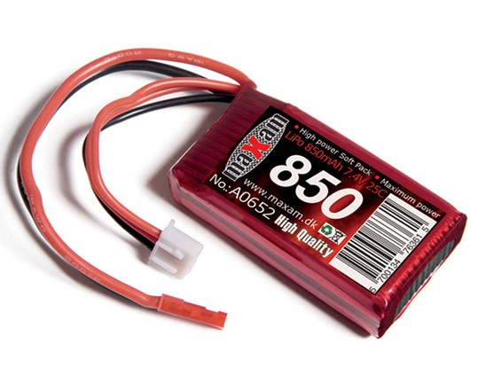 Bild p� Batteri - 7,4V 850mAh LiPo - 25C - T14.5