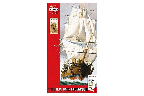 Byggmodell segelbåt - Endeavour Bark and Captain Cook 250th anniversary - 1:120 - AirFix
