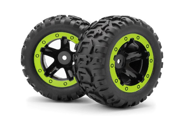 RC Radiostyrt Slayer MT Wheels/Tires Assembled (Black/Green)