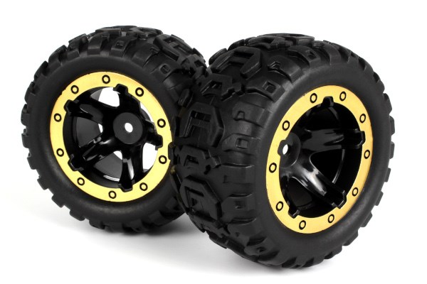 RC Radiostyrt Slayer MT Wheels/Tires Assembled (Black/Gold)