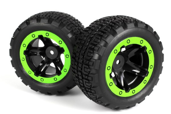 RC Radiostyrt Slayer ST Wheels/Tires Assembled (Black/Green)
