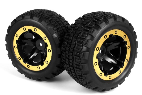 RC Radiostyrt Slayer ST Wheels/Tires Assembled (Black/Gold)