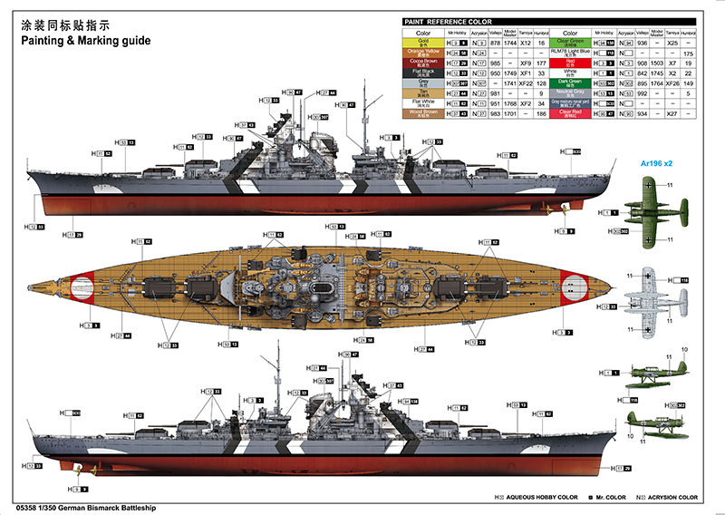 Byggmodell krigsfartyg - Bismarck - 1:350-  Trumpeter