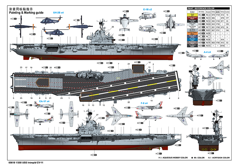 Byggmodell krigsfartyg - USS Intrepid CV-11 - 1:350 - Trumpeter