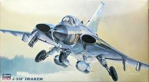 RC Radiostyrt Byggmodell flygplan - J-35F Draken - 1:72 - Hasegawa