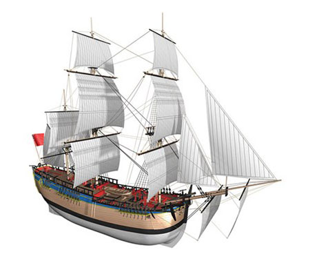 Trämodell fartyg - HMS Endeavour 514 - 1:50 - BB