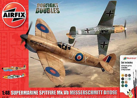 RC Radiostyrt Byggmodell flygplan - Supermarine Spitfire MkVb & Messerschmitt BF109E - 1:48 - AirFix