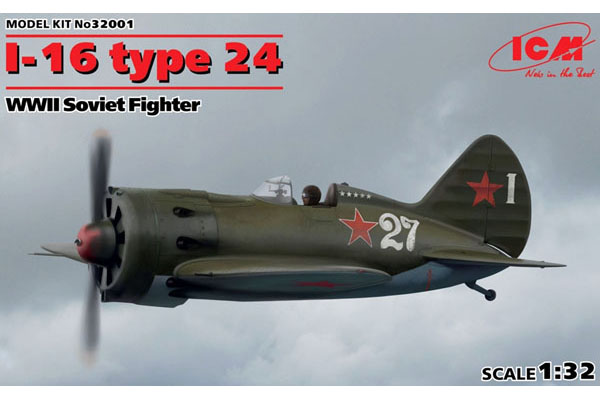 RC Radiostyrt Byggmodell flygplan - I-16 type 24, WWII Soviet Fighter - 1:32 - ICM