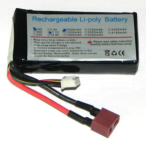 Bild p� Batteripack Li-PO - Batteri 11,1V 1000mAh - 15C - T-kontakt - GL