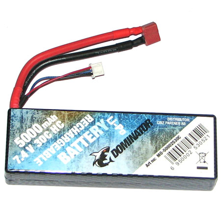Bild p� Batteripack Li-PO - Batteri 7,4V 5000mAh - 30C - T-kontakt