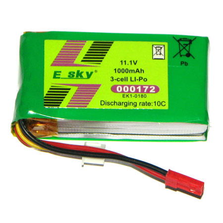 Bild p� Li-PO - Batteri 11,1V 1000mAh - E-sky - BEC-kontakt - 10C