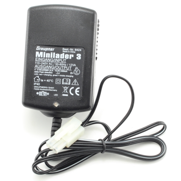 RC Radiostyrt Batteriladdare - 3-4.8V-10.8V - Graupner Minilader - 600mA