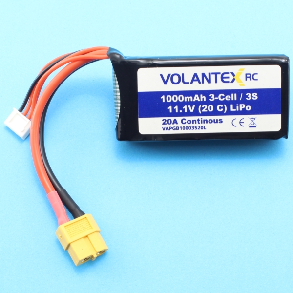 RC Radiostyrt Batteri - 11,1V 1000mAh LiPo - 20C - XT60 - Volantex