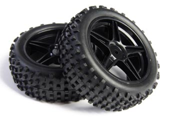 RC Radiostyrt C0300-06010 - Front Wheel Complete, Buggy, Black - 2 pack