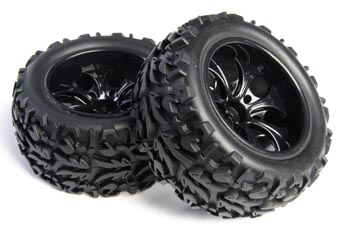 RC Radiostyrt C0300-08010B - Wheel Complete, Truck, Black - 2 pack