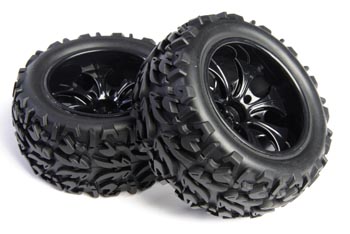 RC Radiostyrt C0300-08010B - Wheel Complete, Truck,  Black - 2 pack