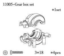 RC Radiostyrt FS-Racing Gear Box Set 1:10 nitro