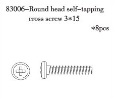 RC Radiostyrt FS Self tapping cross screw 3*15 8pcs 1:10 nitro