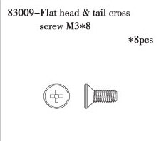 RC Radiostyrt FS Counter sunk screw M3*8 8pcs 1:10 nitro