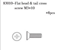 RC Radiostyrt FS Counter sunk screw M3*10 8pcs 1:10 nitro