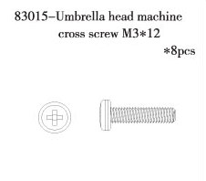 RC Radiostyrt FS Racing Cross screw M3*12 8pcs 1:8 buggy