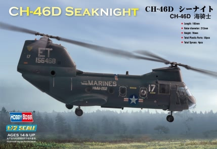 RC Radiostyrt Modellhelikopter - HKP4 - Ch-46 Sea Knight - 1:72 - HobbyBoss