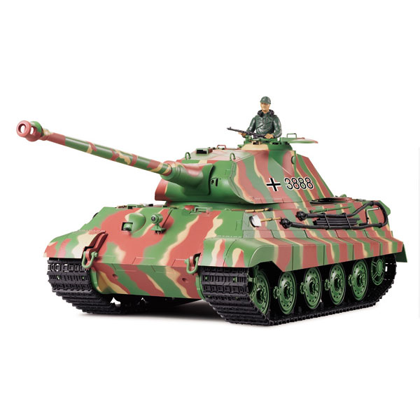 RC Radiostyrt Demo - Radiostyrd stridsvagn - 1:16 - King Tiger BATTLE + Flash - METALL - rök & ljud - RTR