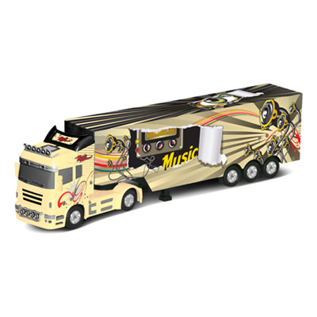 Demo L09 - Radiostyrda arbetsfordon - Lastbil - Vit Beige 2 släp - 1:32 - RTR