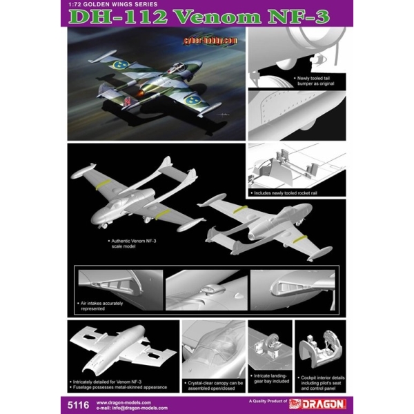 Modellflygplan - J33 - De Havilland DH-112 Venom NF-3 - 1:72