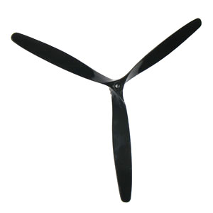 Propeller - L220mm, 3 bladig,  3mm - mutterfste