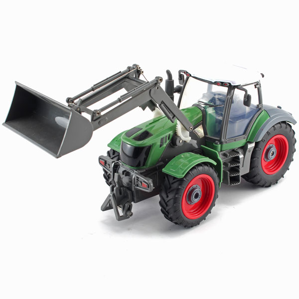 Radiostyrd Traktor - 1:28 Traktor, Skopa o Boskapsvagn - Grön/röd - RTR