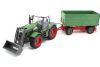 Radiostyrd Traktor - 1:28 Traktor, Skopa o tippflak - Grn - RTR