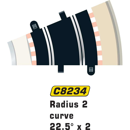 RC Radiostyrt Scalextric Rad 2 Half Std Curve 22.5 2st - 1:32
