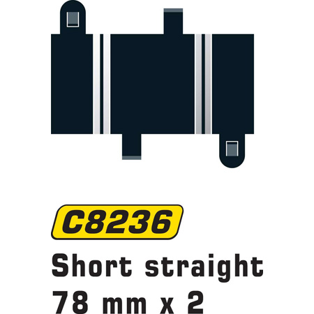 RC Radiostyrt Scalextric Short Straight 78mm (2pcs) - 1:32